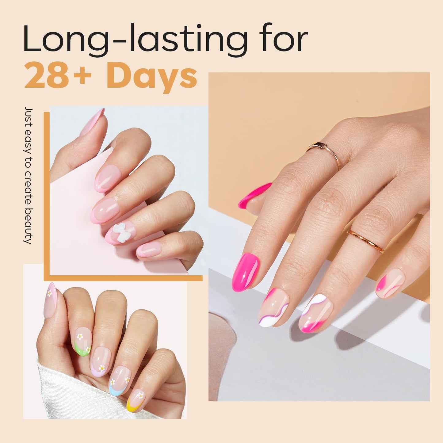 modelones Short Oval Nail Tips, Pre-shaped Soft Gel Tips Fake Nails False Acrylic Clear Full Cover Press on Extension Kit Gel Manicure DIY at Home 216PCS 12Sizes