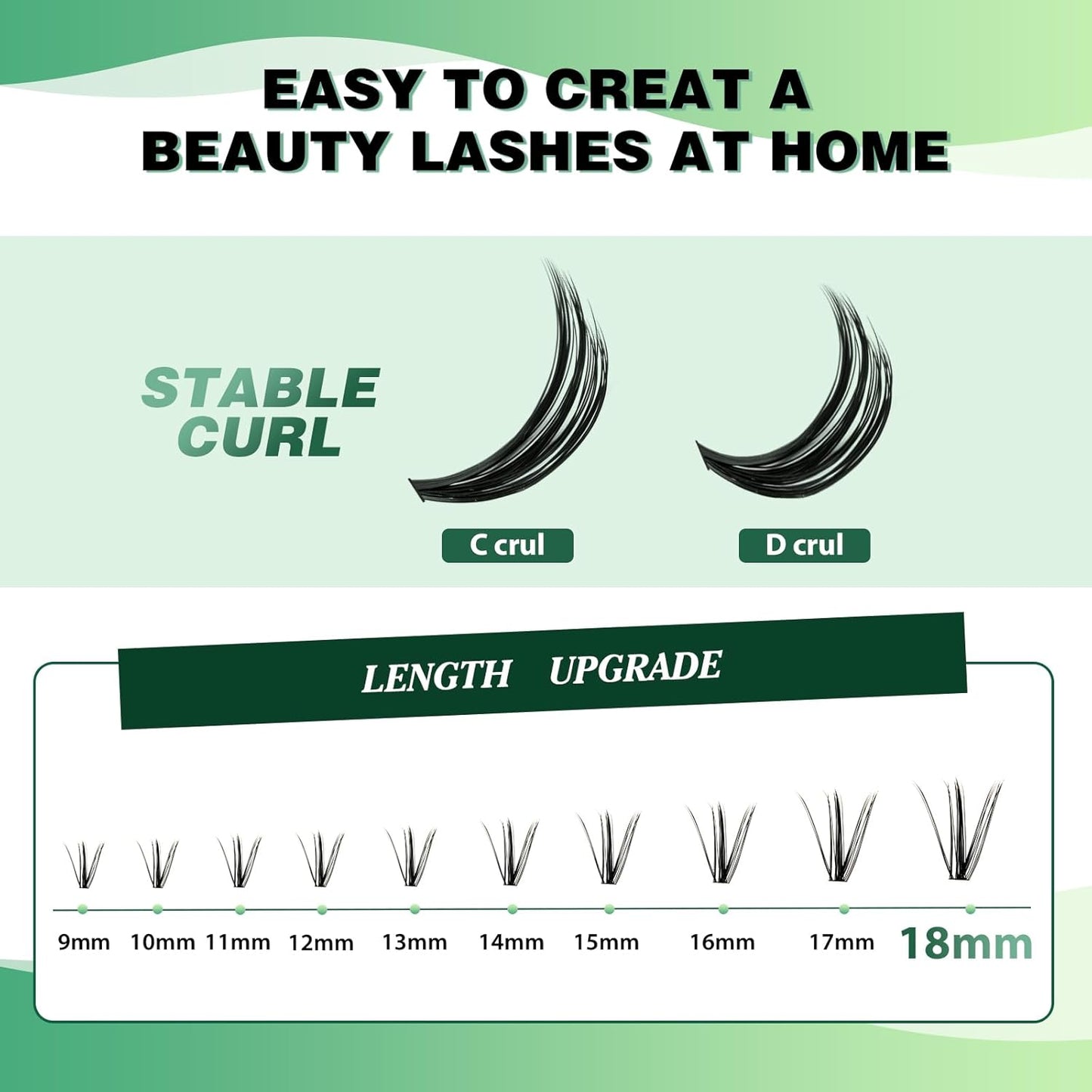 KEYYOU Lash Clusters 300pcs Individual False Eyelashes 50D-0.07D Curl 11mm DIY Eyelash Extension Soft&Natural Cluster Lashes (Black, Flexible and Lightweight)