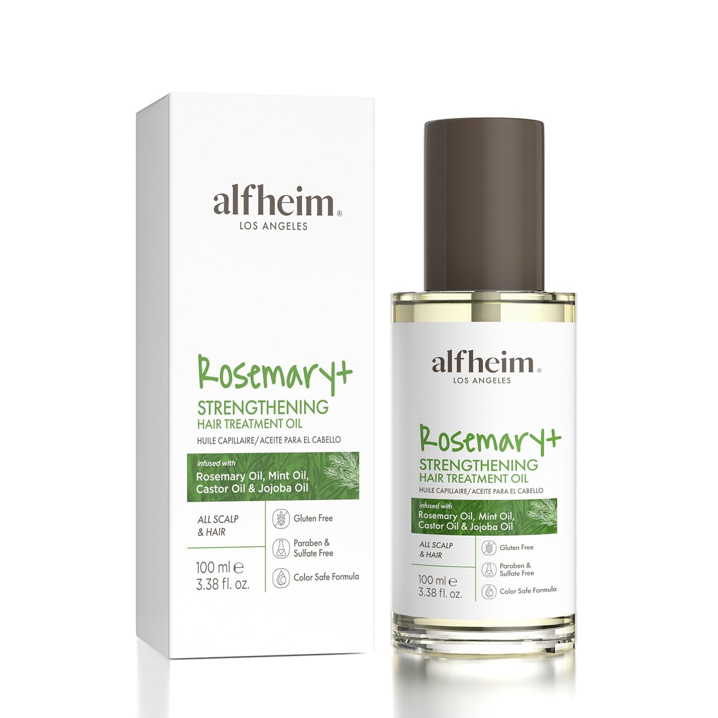 Rosemary+ Pre-Wash Hair Treatment Oil | Botanical Blend with Castor & Grape Seed Oils | Scalp Nourishment & Hair Protection | Lightweight, Non-Greasy | For Dry Scalp, Thinning Hair & Breakage | 100ml