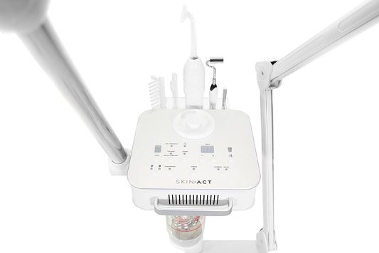 Facial Ozone Steamer 4 in 1 with Magnifying LED Light, High Frequency and Galvanic Aroma Therapy by SKINACT