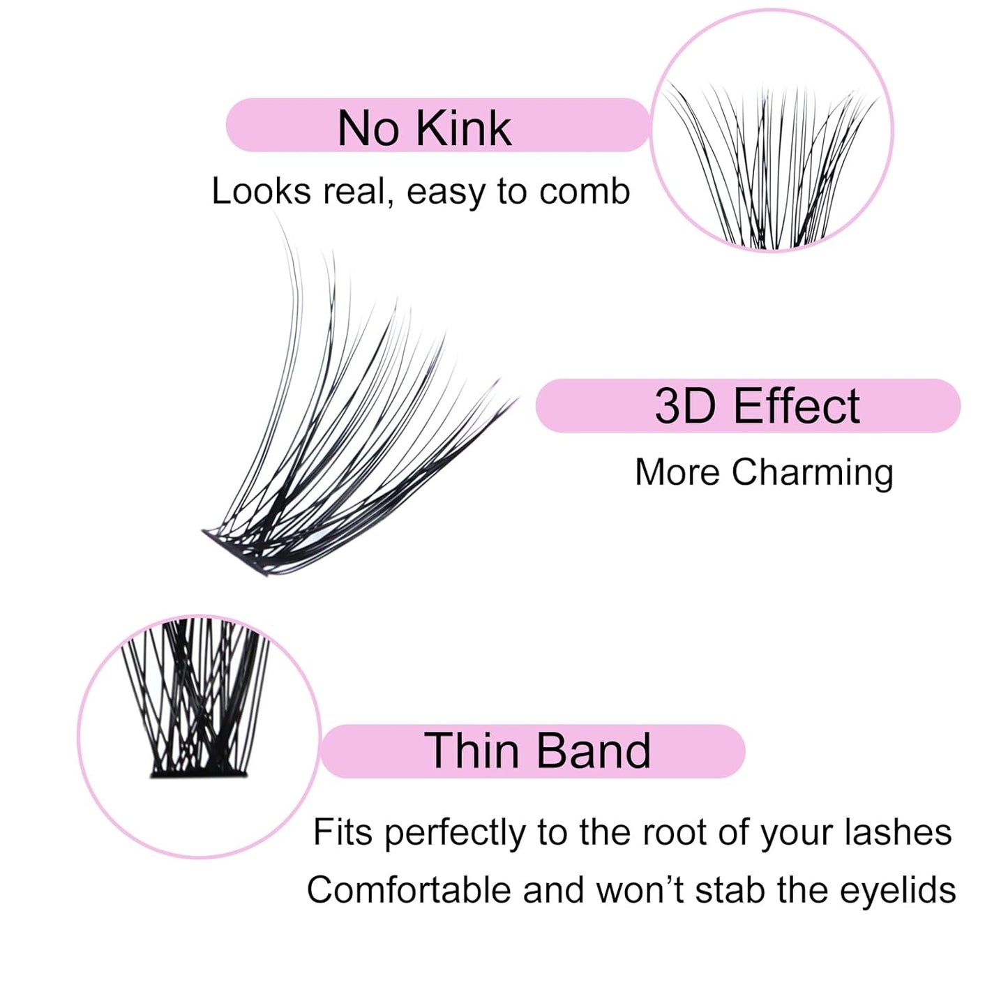 Eyelash Clusters LAUBESS Lash Clusters Individual Lashes Cluster Eyelash Extensions DIY at Home Waterproof Cluster Lashes DIY at Home (40D-D-15)