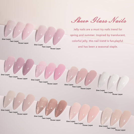 Nude Pink Gel Nail Polish Set, 10 Colors Neutral Nude Gel Polish Kit Translucent Milky White Purple Spring Summer Trend Nail Art DIY Manicure at Home Gifts for Girls Women