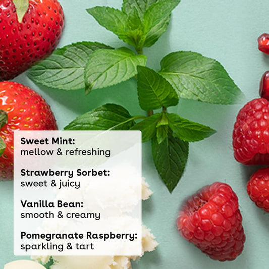 eos 100% Natural & Organic Lip Balm Sticks- Strawberry Sorbet, Vanilla Bean, Sweet Mint & Pomegranate Raspberry, Lip Care Products, 0.14 oz, 4-Pack