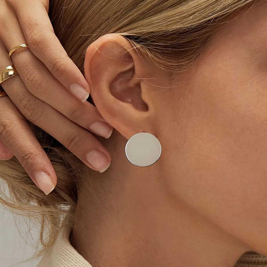 Boho Large Disc Coin Earrings Gold Coin Stud Earrings Geometric Circle Earrings Minimalist Round Circle Disc Earrings Jewelry for Women and Girls
