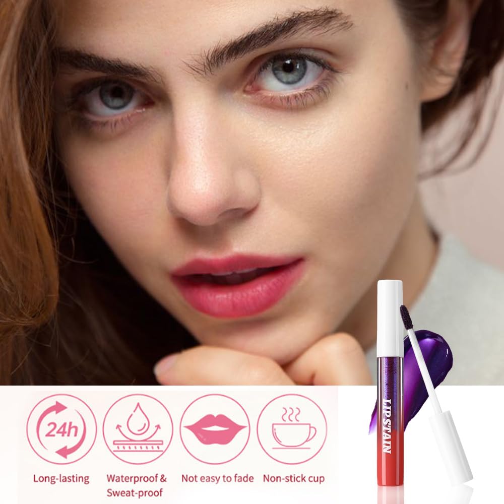 evpct Vivid Red Peel Off Lip Stain Tints with Tweezer, Matte Liquid Lipstick Lip Stain Long Lasting Waterproof for Women, Non-stick Cup Lipstick Peel Off High Pigmented Smudge-proof Easy to Apply, 03
