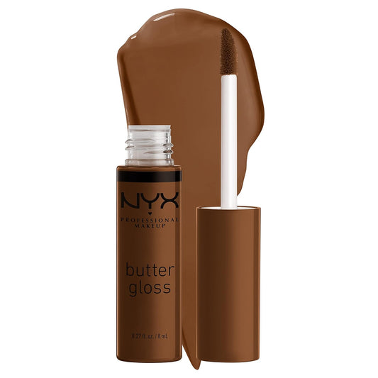NYX PROFESSIONAL MAKEUP Butter Gloss Brown Sugar, Non-Sticky Lip Gloss - Caramelt (Medium Brown)
