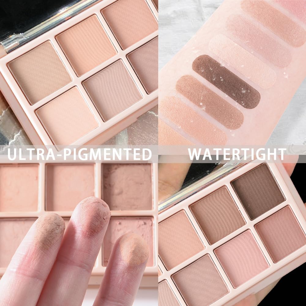 10 Color Matte Neutral Eyeshadow Palette - Nude Naked Beige Brown Shades, Blendable Long-Lasting, Vegan Cruelty-Free Natural Nude Eye Shadow Palette for Women, Professional Makeup Looks