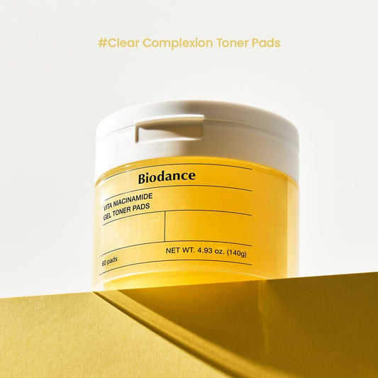 Biodance Vita Niacinamide Gel Toner Pads, Dark Spot Corrector, Evening Skin Tone, Hydrating for Sensitive Skin, Gentle Exfoliating Toner Pads with Vitamin C, Korean Skincareㅣ4.93 fl.oz.(140g)*60Pads