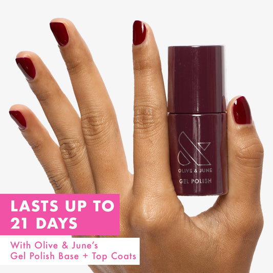 Olive & June Gel Polish | UV LED Nail Lamp Needed | Long Lasting Formula | Up to 21 Days of Wear | Damage-Free Removal | Salon-Quality Manicure, Pedicure at Home | Obsessed | Dark Ruby