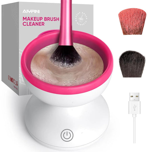 Alyfini Makeup Brush Cleaner Machine-Professional Electric Make up Brushes Cleaner Cleanser Solution for Kabuki Foundation Liquid Powder Face Makeup Self Tanner Brush,Gifts for Women Stocking Stuffers