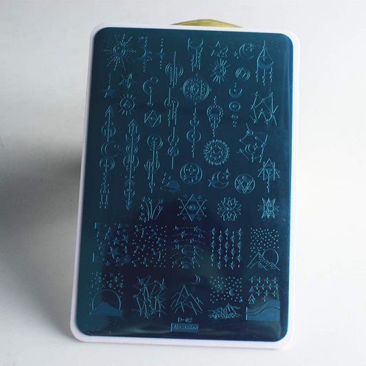 2pcs Sun Moon Star Nail Plates Stamping Set Sea Shell Pattern Stamp Templates Geometry Flowers Nail Art Stamper Plates for DIY Print Manicure Salon Design Gift Supplies 9.5x14.5CM