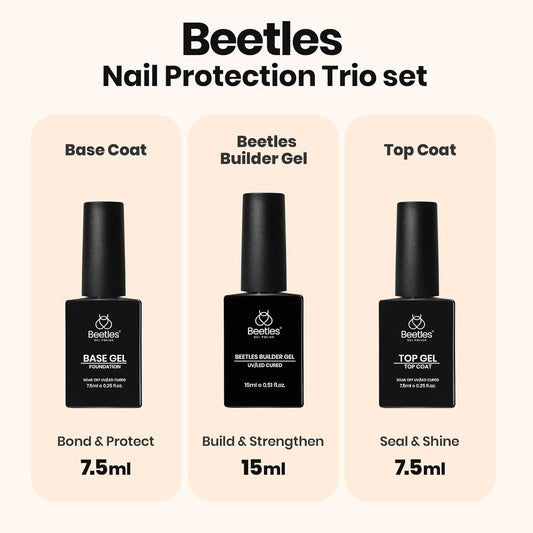 Beetles Builder Gel Set,3 Pcs 8 in 1 Nail Strengthening Apex Building Extension for Beginner DIY Salon at Home,Clear Builder Nail for Nails with Base and Top Coat Gel,UV & LED Lamp Needed