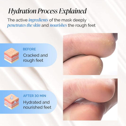 PLANTIFIQUE Korean Foot Mask with Shea Butter 2 Pairs Box for Dry & Cracked Feet | Hydrating Socks for Soft Heels | Intense Moisturizing and Repairing Dry Rough Skin | Foot Spa | Happy Feet Mask