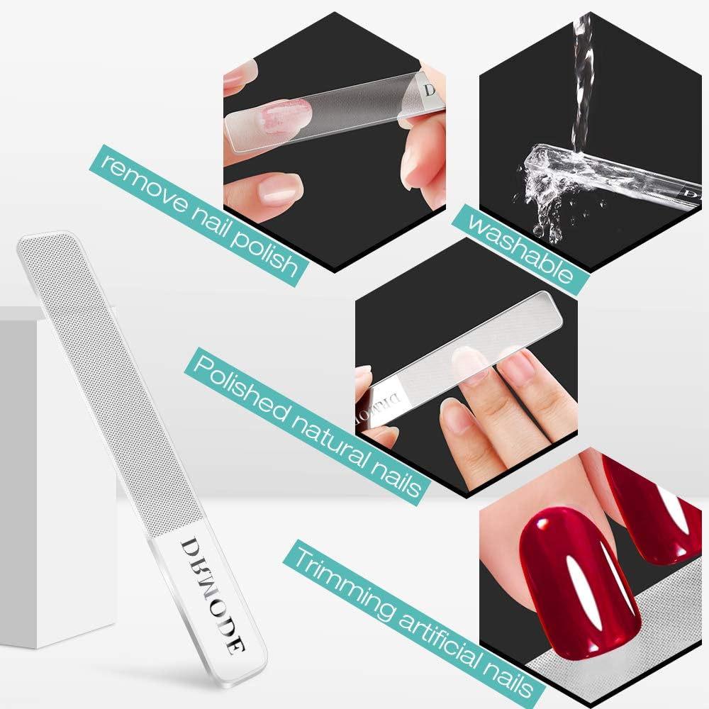 Glass Nail File - 2PC Upgrade Glass Nail Shiner for Natural Nails Nano Nail Buffers Crystal Polisher with Case, Professional Manicure Tools Kit for Acrylic Nail Care for Women and Girls