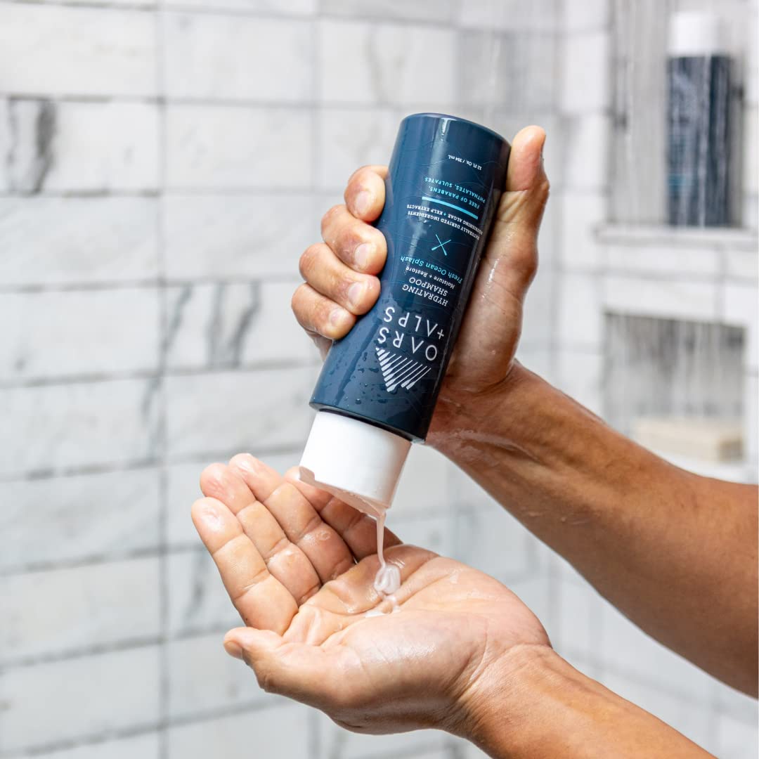 Oars + Alps Men's Sulfate Free Hydrating Shampoo, Infused with Kelp & Algae Extracts, Moisturizing Formula, Fresh Ocean Splash Scent, 1 Pack, 13.5 Fl Oz
