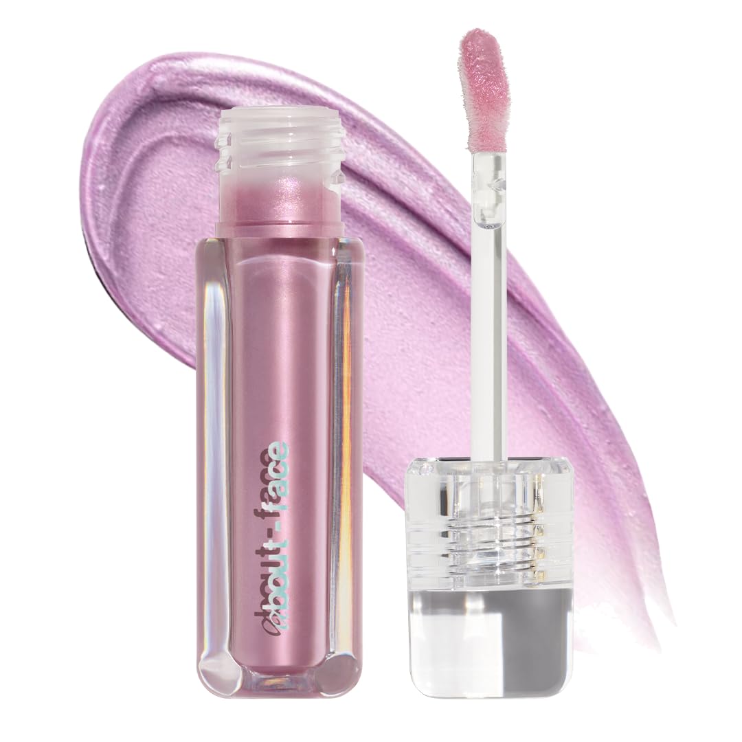 about-face Light Lock Lip Gloss Please Obey– Non-Sticky, High-Shine Lip Oil Gloss with Coconut Oil, Peppermint & Lavender – Vegan, Cruelty-Free, Clean Beauty – 0.21 oz (Iced Lavender)