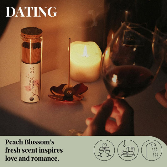 Romance & Calm - Innergy Peach Blossom Incense Sticks, Natural Floral Blend for Self-Love, 150 Sticks