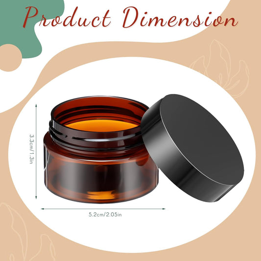 SATINIOR 36 Pieces 1 oz Plastic Jars with Lids Wide Mouth Airtight Reusable Container Acrylic Cosmetic Small Jars for Lotions Ointments Travel Toiletries Creams Make up Storage(Amber)