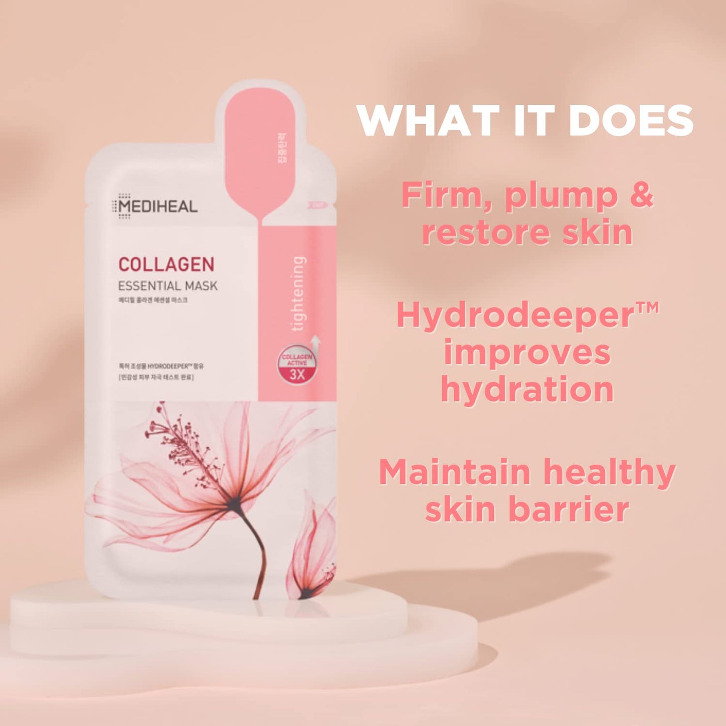 Mediheal Official Best Korean Sheet Mask - Collagen Essential Face Mask 4 Sheets Lifting and Firming For All Skin Types Value Sets