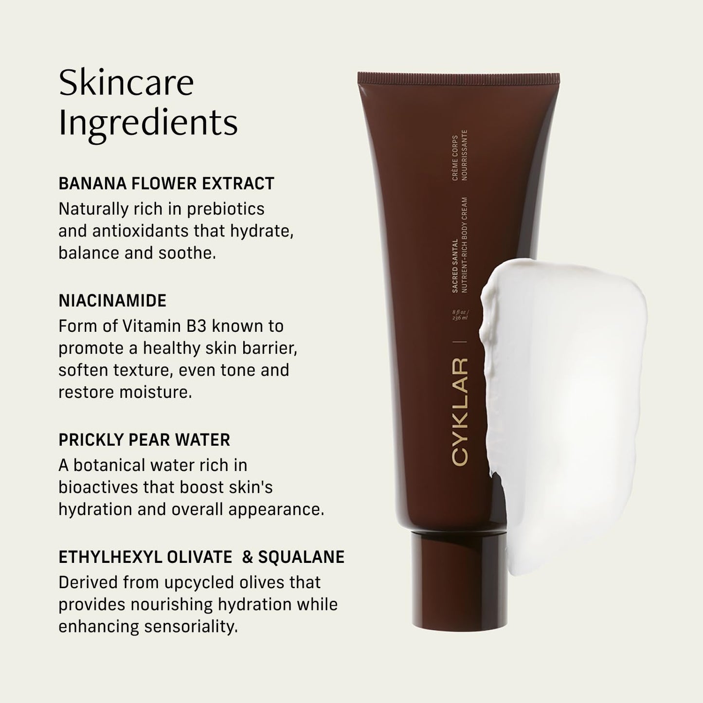 Nutrient Rich Body Cream. Sacred Santal Nourishing Moisturizer with Niacinamide and Banana Flower Extract. Deep Hydration, Thick Body Lotion, Dry Skin Cream for Women and Men, 8 Fl Oz