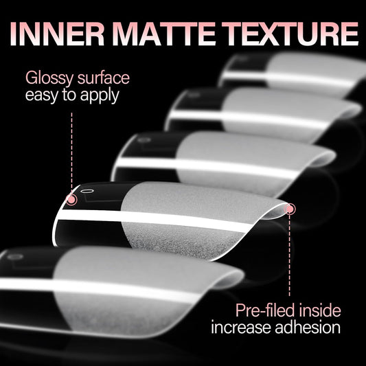 AILLSA Medium Square Fake Nail Tips 240Pcs Square Press on Nails Pre-Shaped Gelly Nail Tips, Half Matte Full Cover Clear Acrylic Gel Kit for Nail Extension Salon DIY at Home 8 Sizes False Tips