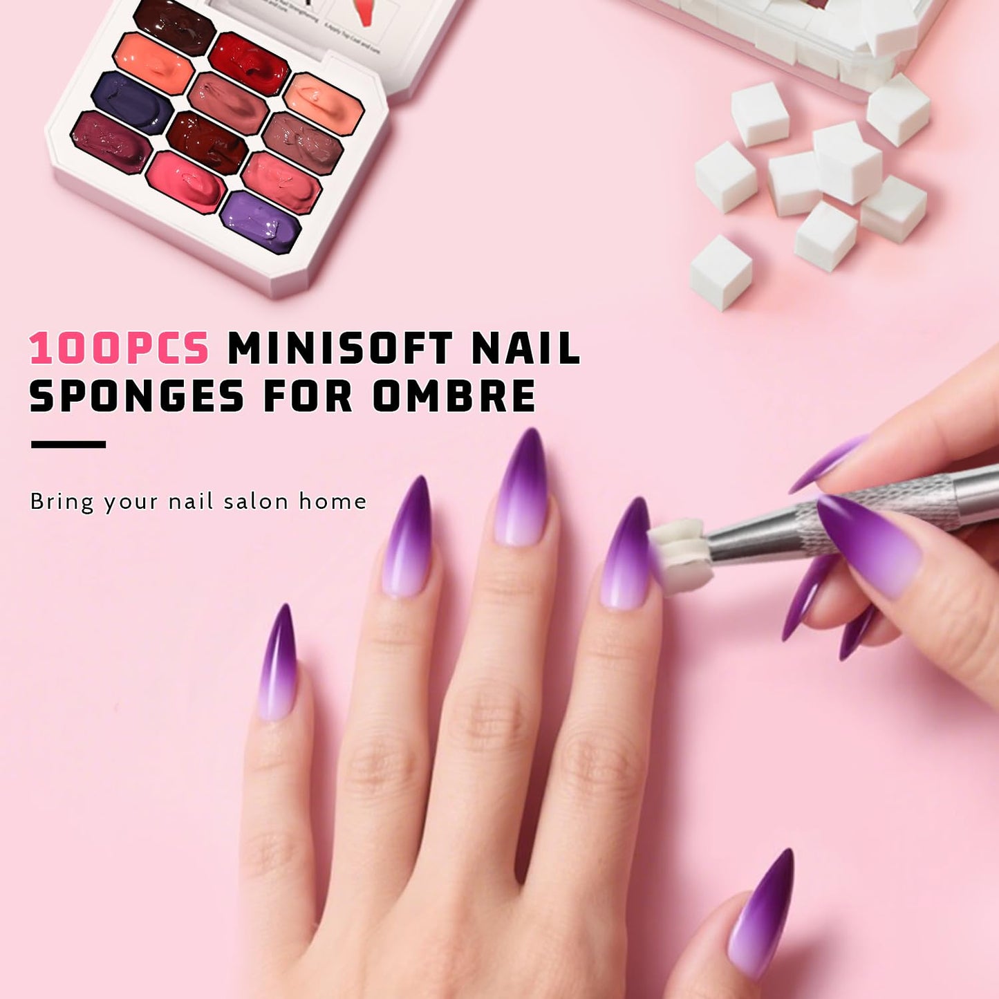 Sponge Pat Paint Nail Gel, Ombre Nails Gradient Gel Nail Blush Blooming Aura Nails Drawing Stripper Floral Painting DIY Nail Art, No Wipe, UV/LED Curing (12 Colors N)