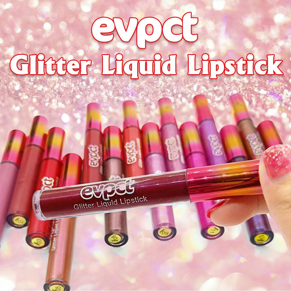 evpct 1Pcs Bronze Gold Matte to Glitter Liquid Lipstick Lip Set Kit, Long Lasting Matte Diamond Glitter Lipstick Waterproof, Colorful Sparkly Glossy Metallic Shimmer Sparkle Lip Gloss for Women 05#