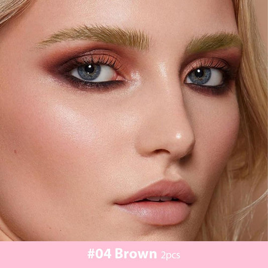 evpct 2Pcs Brown Magic Microblading Eyebrow Contouring Pen Brow Pencil, with 4 Brush Micro-Fork-Tips Precise Applicator, with Dual-ended Eyebrow Brush, Hair Like Strokes, Natural Looking Brows