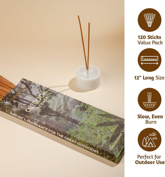 Folkulture Citronella Incense Sticks | Pack of 120 Long 12” Citronella & Lemongrass Incense Sticks | Slow Burn, Non Toxic, Organic |for Patios, Gardens, Camping, BBQs & Outdoor Gatherings