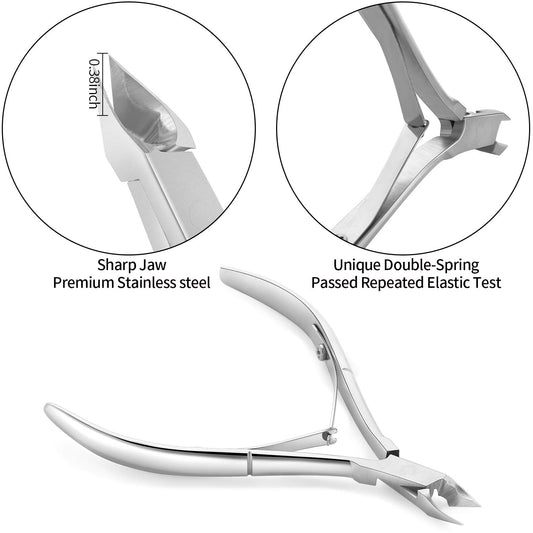 Cuticle Trimmer with Cuticle Pusher and Cutter-YINYIN Cuticle Remover Nippers Professional Stainless Steel Cutter Clippers,Pedicure Manicure Tools for Fingernails Toenails(Silver)
