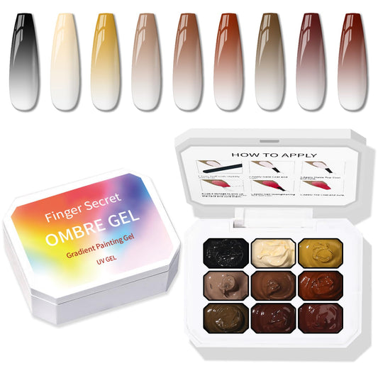 Sponge Pat Paint Nail Gel, 9 Colors Ombre Nails Gradient Gel Nail Blush Blooming Aura Nails Drawing Stripper Floral Painting Nail Art, No Wipe, UV/LED Curing (9 Colors B)