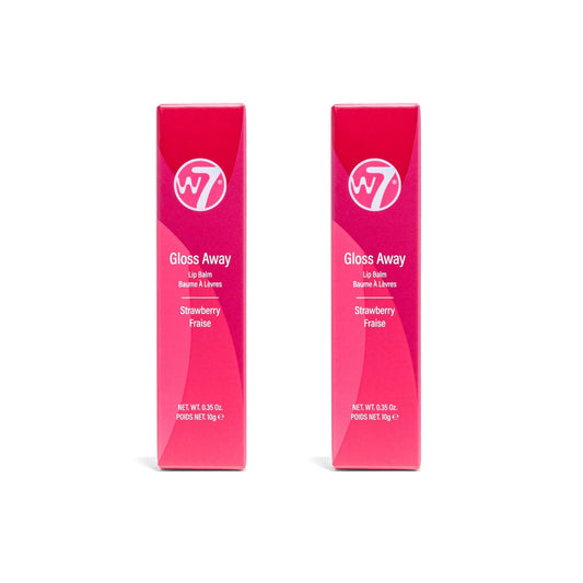 W7 Gloss Away Lip Balm - 2 Piece Set - Nourishing Lip Balm Formula With Shea Butter - Strawberry
