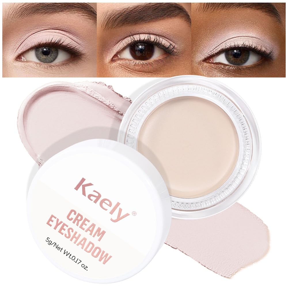 Kaely Single Cream Eyeshadow Pot, Bright Nude Matte Eye Shadow for Older Women High Pigmented Waterproof, Natural Eyeshadow Palette Makeup Brightener, sombras en crema para ojos, Blendable, R01