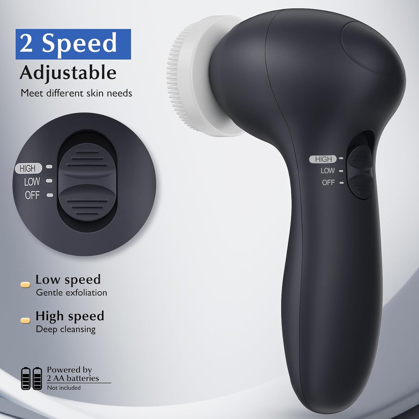 COSLUS Facial Cleansing Brush Silicone Face Scrubber: 7 in 1 FBS-D Electric Exfoliating Rotating Massage Device Waterproof Deep Cleaning Exfoliation Spa Machine - Electronic Skin Care Wash System