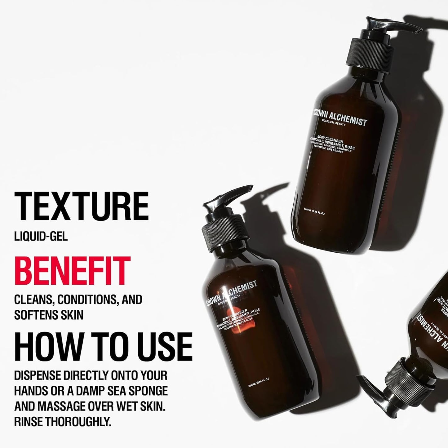 Grown Alchemist Body Cleanser REFILL: Geranium, Tangerine, Cedarwood. Gentle Body Wash that Hydrates and Cleanses Skin, (1L).