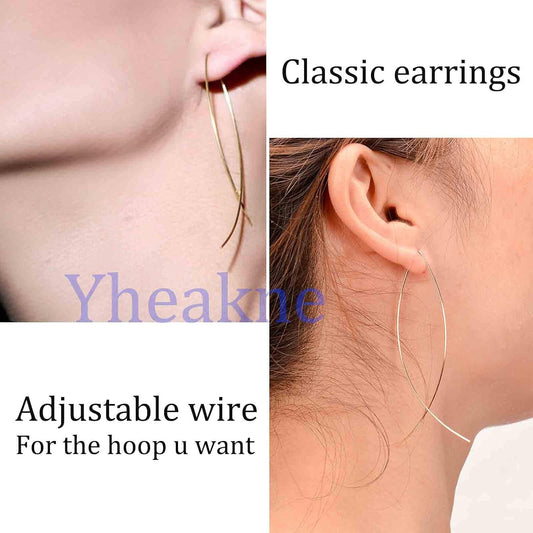 Boho Thin Arch Hoop Earrings Gold Threader Wire Earrings Open Hoop Earrings Minimal Everyday Earrings Jewelry for Women and Girls