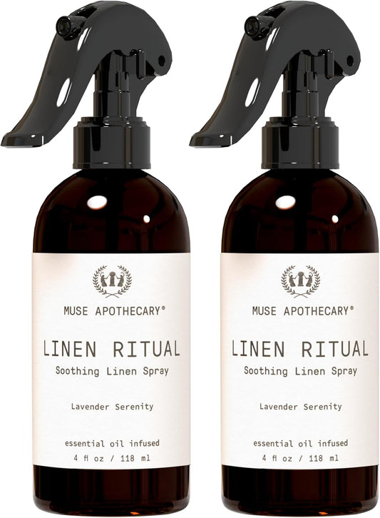 Muse Apothecary Linen Ritual - Aromatic, Soothing, and Relaxing Linen Spray for Bedding, Laundry and Fabric Spray Freshener - Infused with Aromatherapy Essential Oils - Lavender Serenity