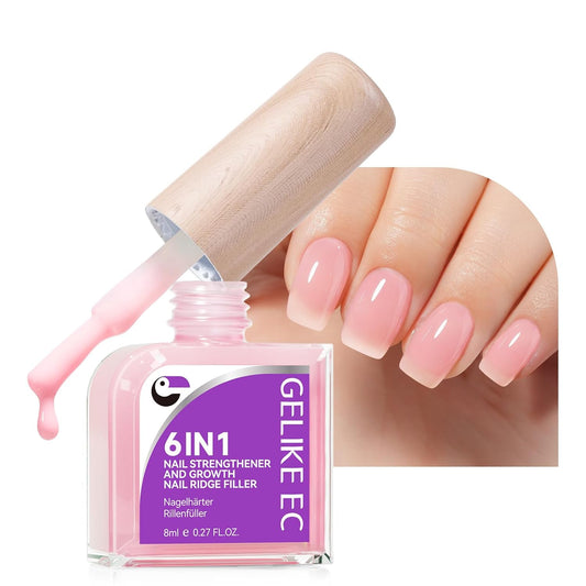 Nail Repair for Damaged NailsProtein: Pink 6 in 1 Natural Nail Strengthener and Growth - Long Lasting Nail Hardener Extra Strong and Growth - Nail Strengthener for Thin Nails and Growth