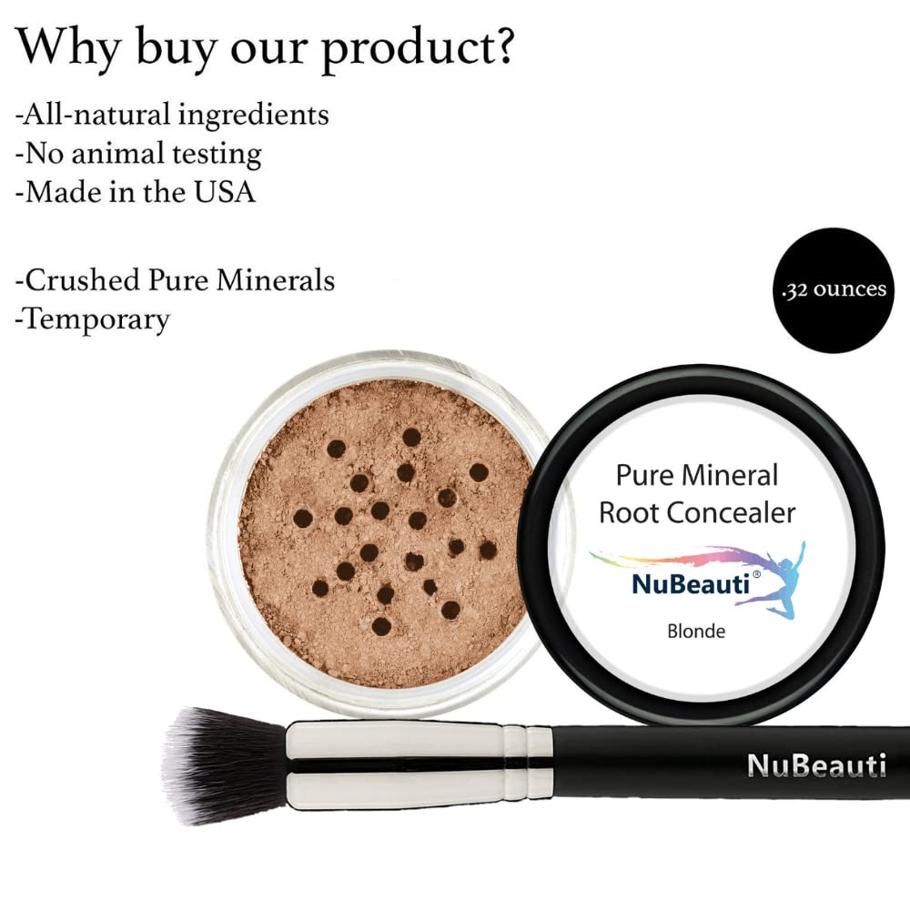 Root Touch Up and Concealer Powder - 11 True-to-Nature Shades - Zero Fragrance, Talc or Parabens - Hairline Powder With Brush by NuBeauti (Blonde)