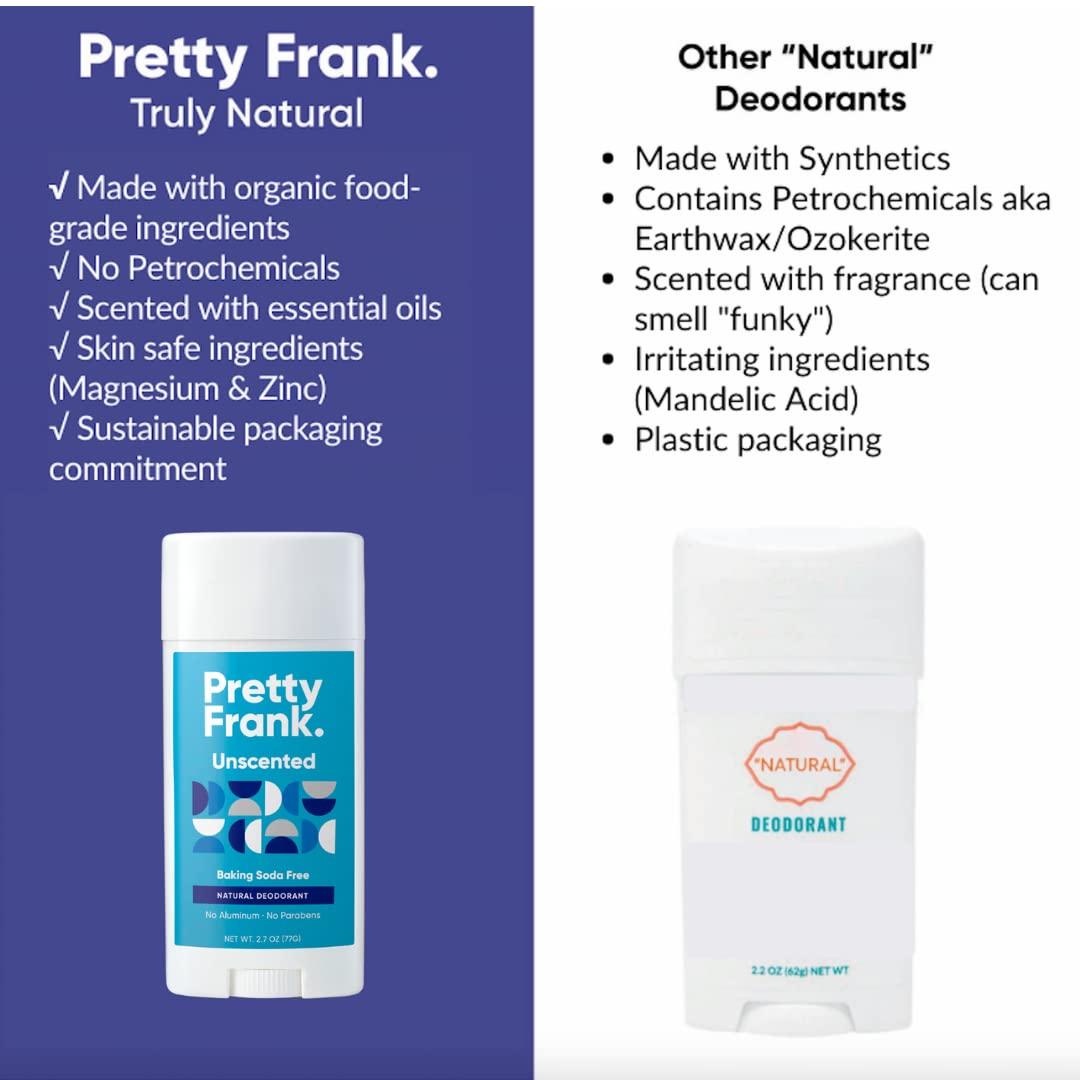Pretty Frank Natural Aluminum-Free Deodorant Stick, Baking Soda-Free, Orange Vanilla (2-Pack) | Sensitive Skin Friendly, Effective Odor Control for Women & Men, Organic Ingredients and Essential Oils