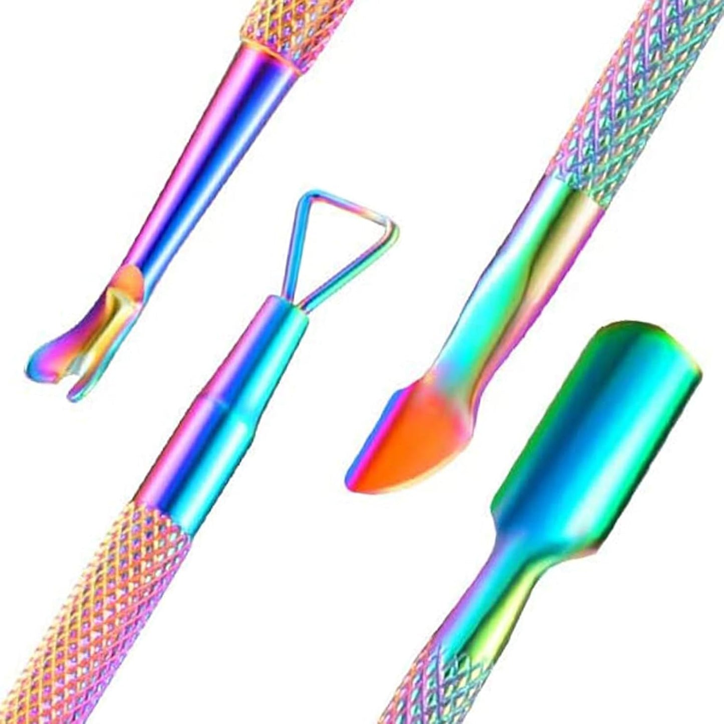 2PCS Cuticle Pusher and Cutter Remover, Xunxmas Salon Nail Scraper for Gel Polish, Stainless Steel Manicure and Pedicure Cleaner Tool for Fingernail and Toenail (Colorful)