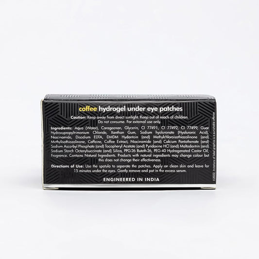 mCaffeine Coffee Hydrogel Under Eye Patches for Dark Circles & Puffiness Reduction | Caffeine & Hyaluronic Acid | Cooling Eye Patches with Moisture-Lock Technique for 2x Hydration - 30 Pairs | 90g