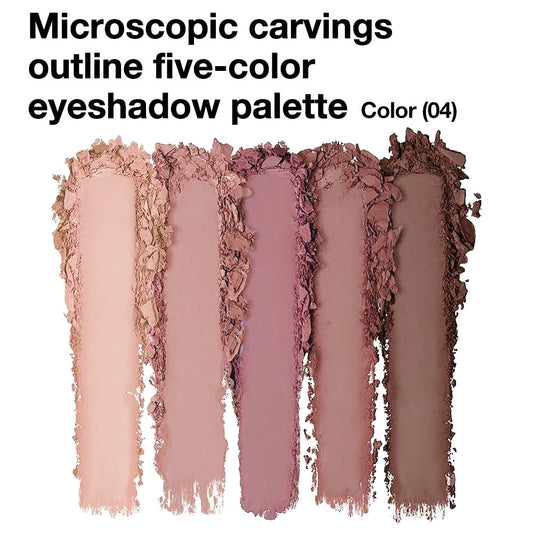 Neutral Nude Brown Eyeshadow Palette Makeup, 5 Colors Velvety Matte Finish, Romantic Peach Mauve Eye Shadows, Natural Everyday to Eye Makeup Looks, for Brown Eyes Long Lasting Naturing-Looking 04#