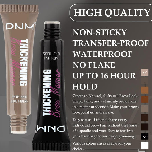 Tinted Thickening Brow Mascara,Brow Fast Sculpt,Waterproof, Transfer-proof, Brush to Fill in Eyebrows and Cover Gray Hairs - Cruelty Free (2pcs 01 Taupe &08 Black)