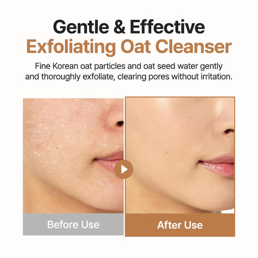 Purito Oat Exfoliating Facial Polish Cleanser - Hydrating Daily Face Wash with Gentle Scrub Clay Pore Minimizing Panthenol, Oat Seed Water Vegan, Non-comedogenic Korean Skin Care 5.07 fl.oz