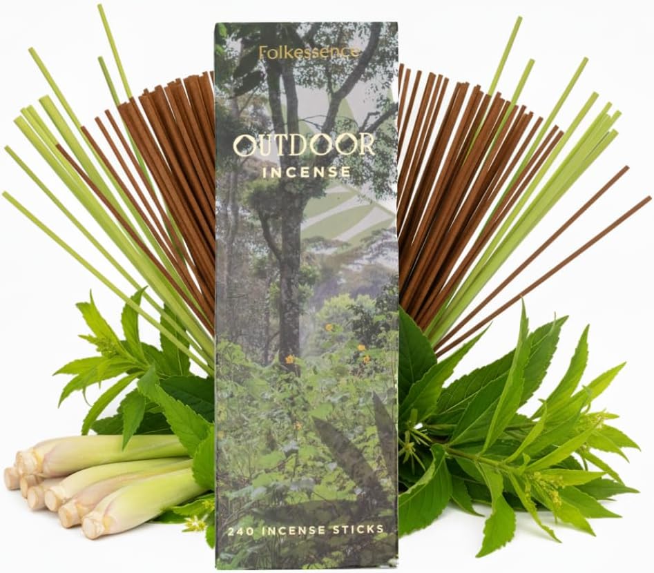 Folkulture Citronella Incense Sticks | Pack of 240 Long 12” Citronella & Lemongrass Incense Sticks | Slow Burn, Non Toxic, Organic |for Patios, Gardens, Camping, BBQs & Outdoor Gatherings