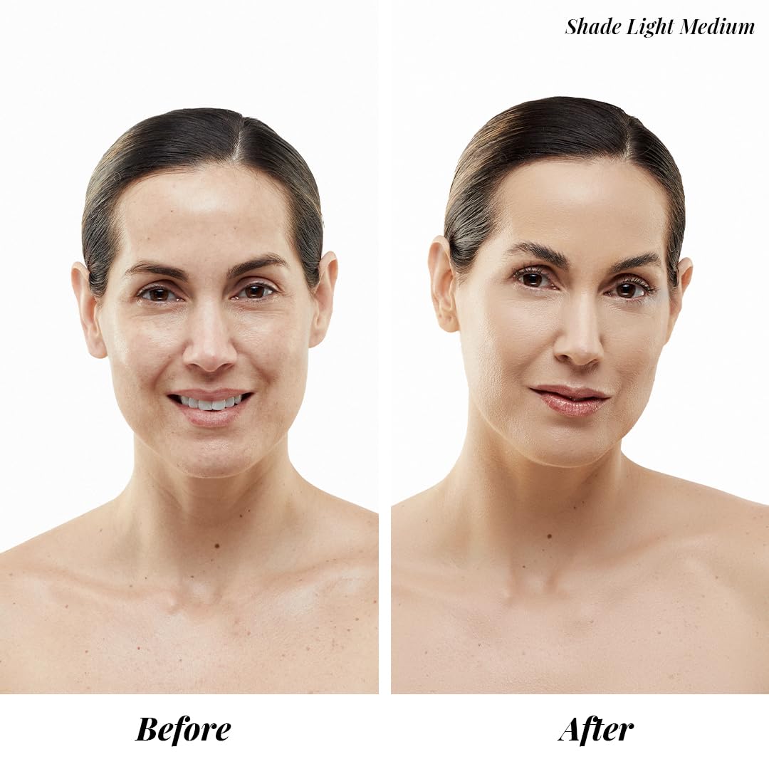 MagicMinerals AirBrush Foundation by Jerome Alexander – 2pc Set with Airbrush Foundation and Kabuki Brush - Spray Makeup with Anti-aging Ingredients for Smooth Radiant Skin - Light