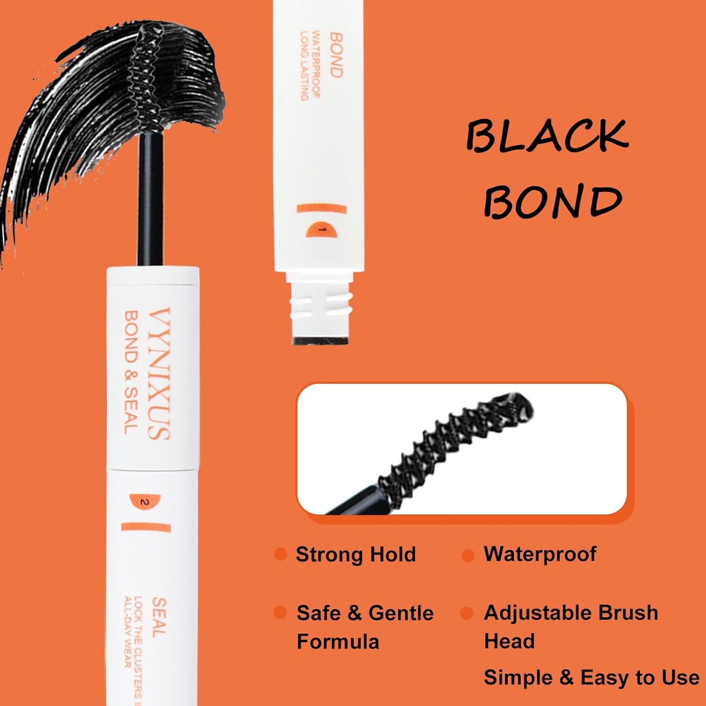 Lash Glue for Eyelash Clusters 2-IN-1 Lash Bond and Seal Waterproof Eyelash Glue DIY Lash Cluster Glue Individual Lash 72H+ DIY at Home 10ml