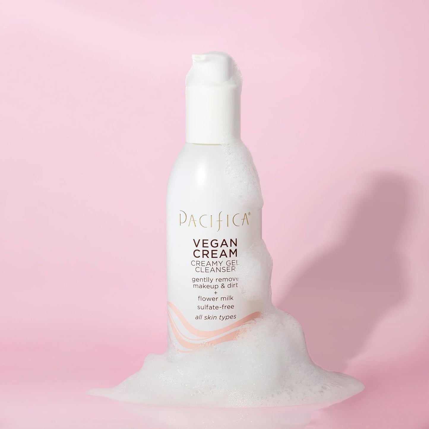 Pacifica Vegan Collagen Cream Gel Facial Cleanser - Daily Foaming Face Wash & Makeup Remover, Hydrating Anti-Aging Face Wash for Dry & Sensitive Skin, 4.7oz