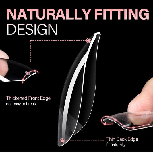 AILLSA Ballerina Nail Tips Clear Gelly Full Cover Nail Tips Pre-Shaped Acrylic Press on False Nails tips for Nails Extension Home DIY Salon Manicure 216PCS 12 Sizes